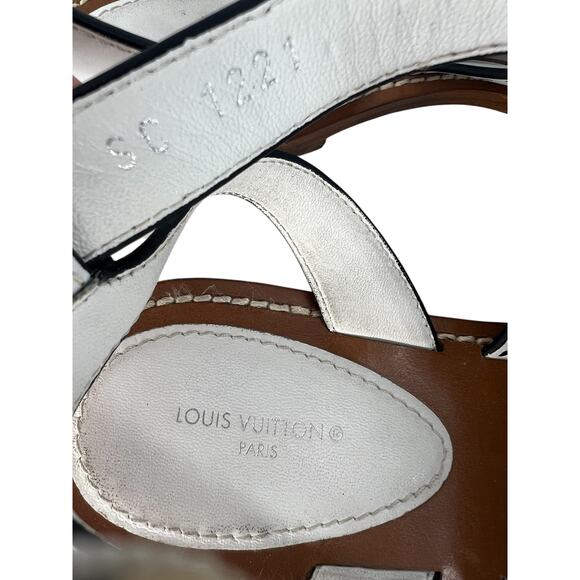 Louis Vuitton Horizon Perforated Leather Flat Sandals in White - Picture 12 of 16